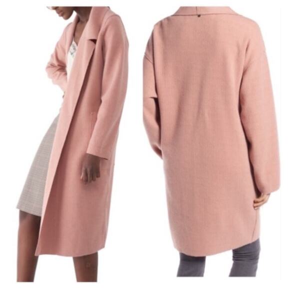Sosken Studios Pink Size Small Open Front Ribbed Brushed Knit Heidi Overcoat - Picture 7 of 14